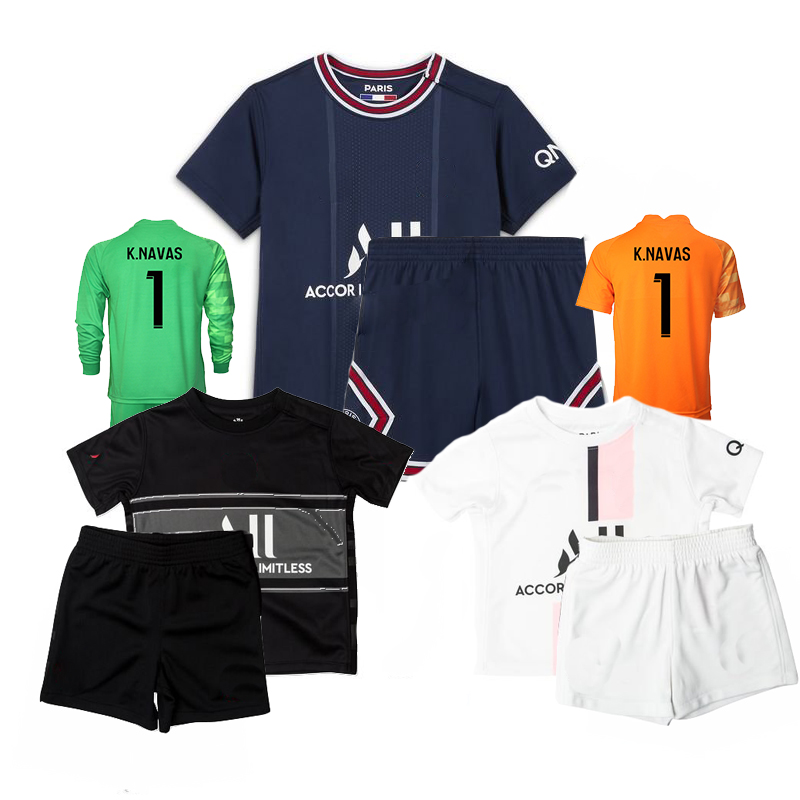 

kids Baby-Kit 2021 2022 Goalkeeper football Jersey -PSGS K. NAVAS #1 kit 19 20 de futbol Mes si Children kits sets Paris Away Shirt 2021/22 soccer Long Sleeve, Color 4