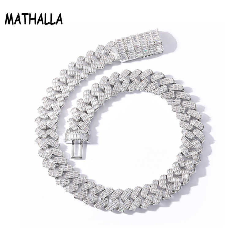 

MATHALLA 17mm Square CZ Miami Lock Cuban Chain Necklace Luxury Men's Hip Hop Necklace Men's Jewelry Exquisite Boxed X0509