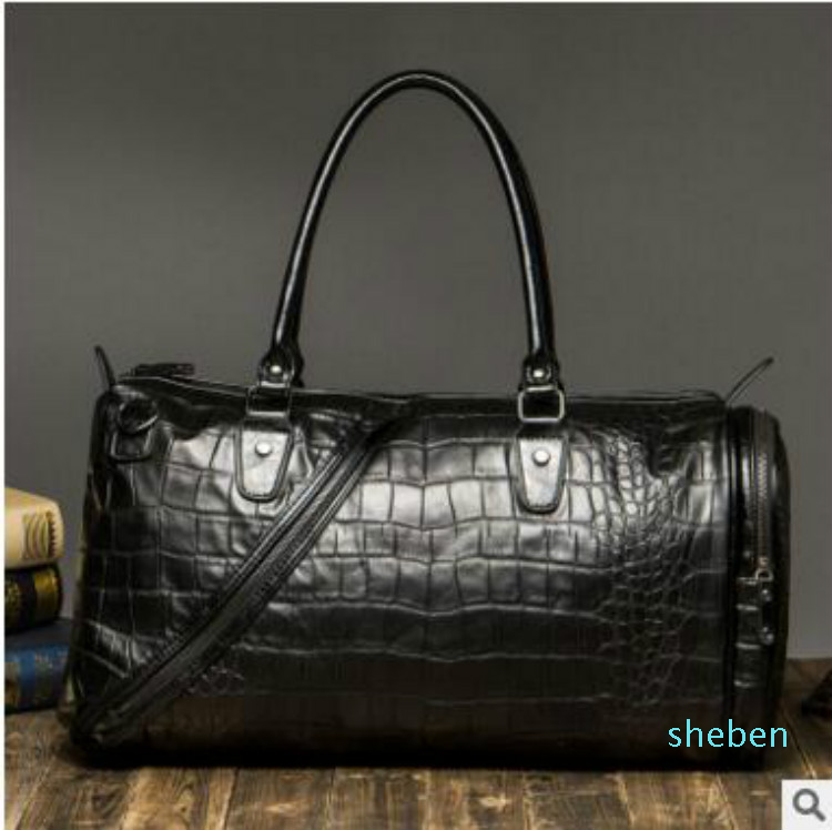 

Brand factory sales bag crocodile high-capacity portable travel bag travel essential embossed crocodile man portable shoulder bag, Size:50:15:25cm