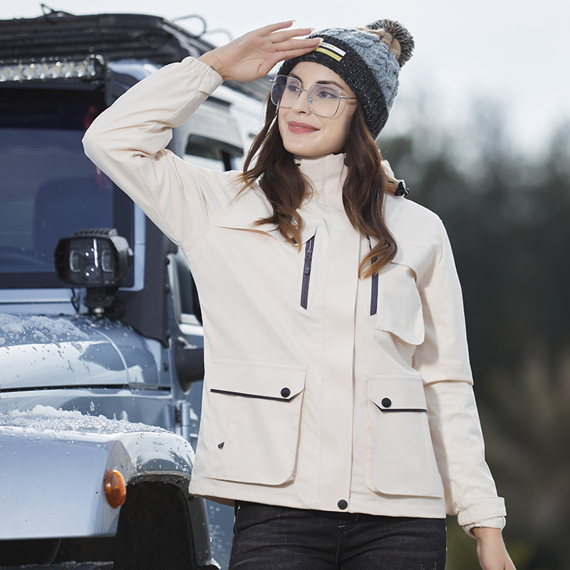 

2021 leisure couple warm assault jacket one coat with more wind and water resistance, Female dahong