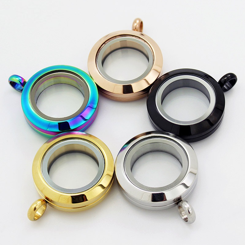 

20mm Stainless Steel Twist Screw Glass Floating Living Memory Lockets Pendant Jewelry Gifts Can Put in Charms Mini Photo