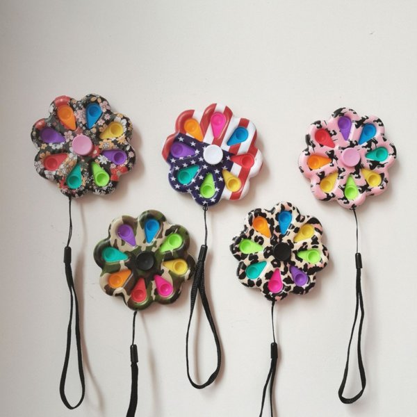 

100Pcs 2-8 bubble poppers Flower board sensory fidget spinners toy sunflower shape push bubbles pressing plate decompression toys fingertip finger