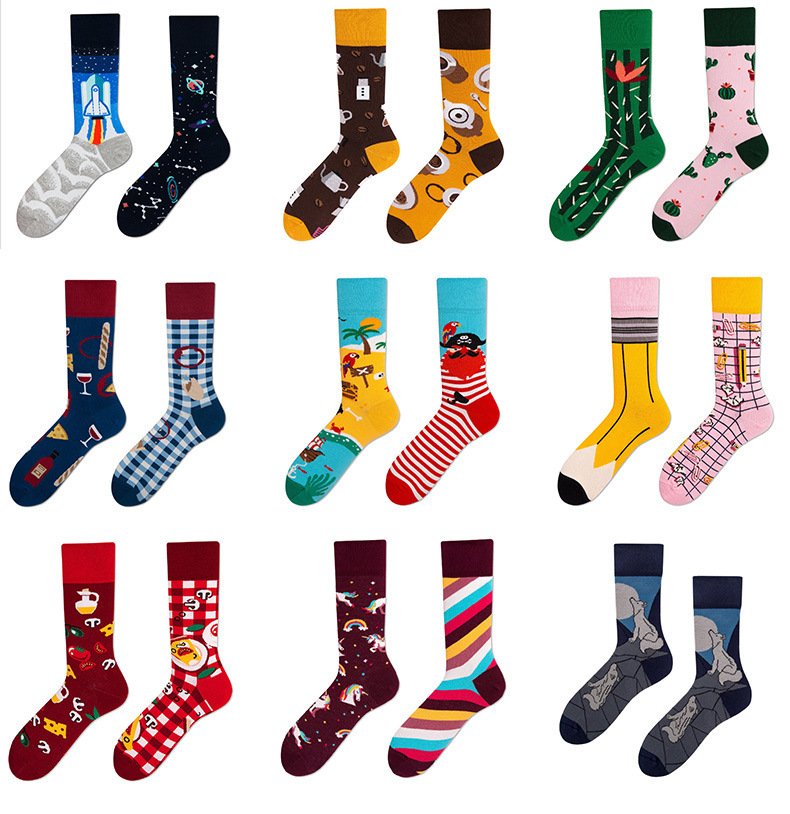 

Men's Fun Dress Socks, Colorful Funky Socks for Men, Fancy Novelty Funny Patterned Casual Combed Cotton Office ,Mid Calf Cool Crazy Unique, White