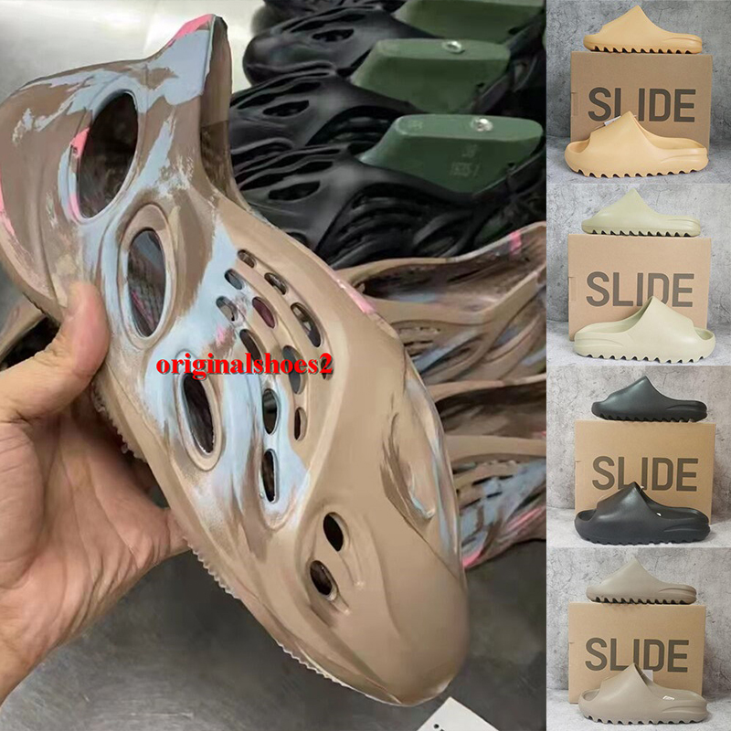 

Foam Runners Slippers Designer MX Sand Grey Ochre Mineral Blue Runner Sandals Mens Womens Slides Resin Green Black Core Sand Beach Shoes Loafers With Box Slide, 4-ochre