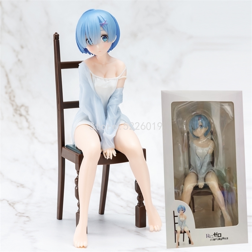 

20cm Relax Rem Pajamas Figure Re ZERO Starting Life in Another World Anime Ppajamas Chair Action Toys 210805