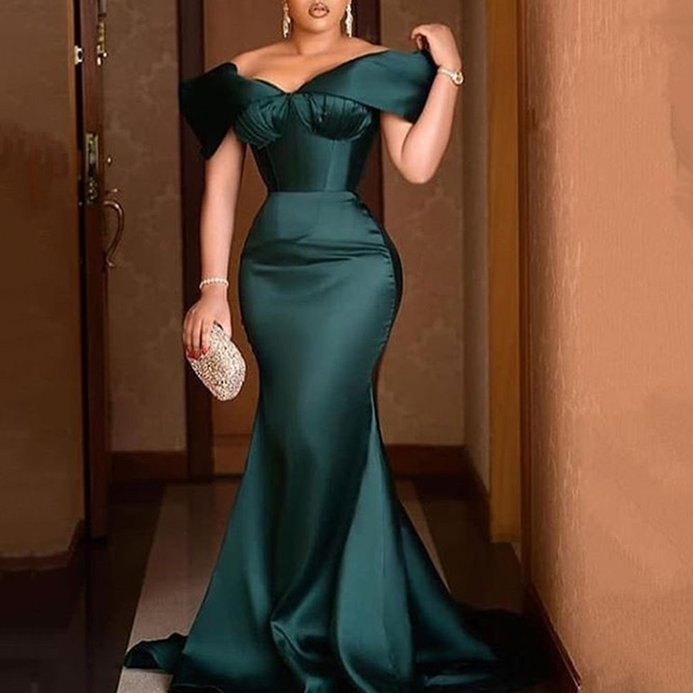 

green off shoulder elegant evening party dress sexy celebrity mermaid maxi vestidos luxury 2021 gowns plus size women long dress, Army green