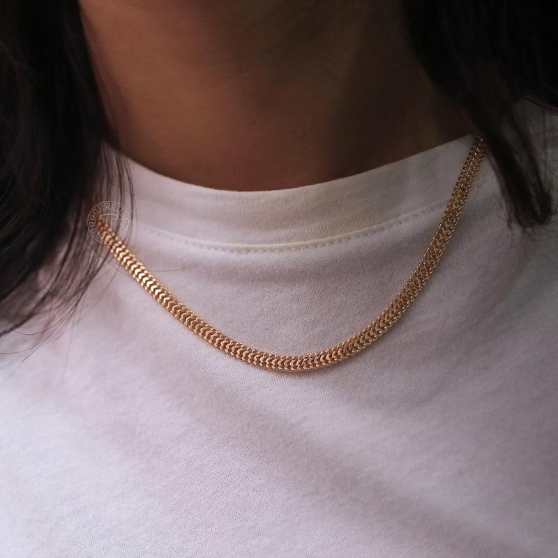

Pendant Necklaces 4.5mm 585 Rose Gold Filled Foxtail Chain For Women Girl Weaving Link Necklace 50cm 60cm Jewelry Gifts HCN48