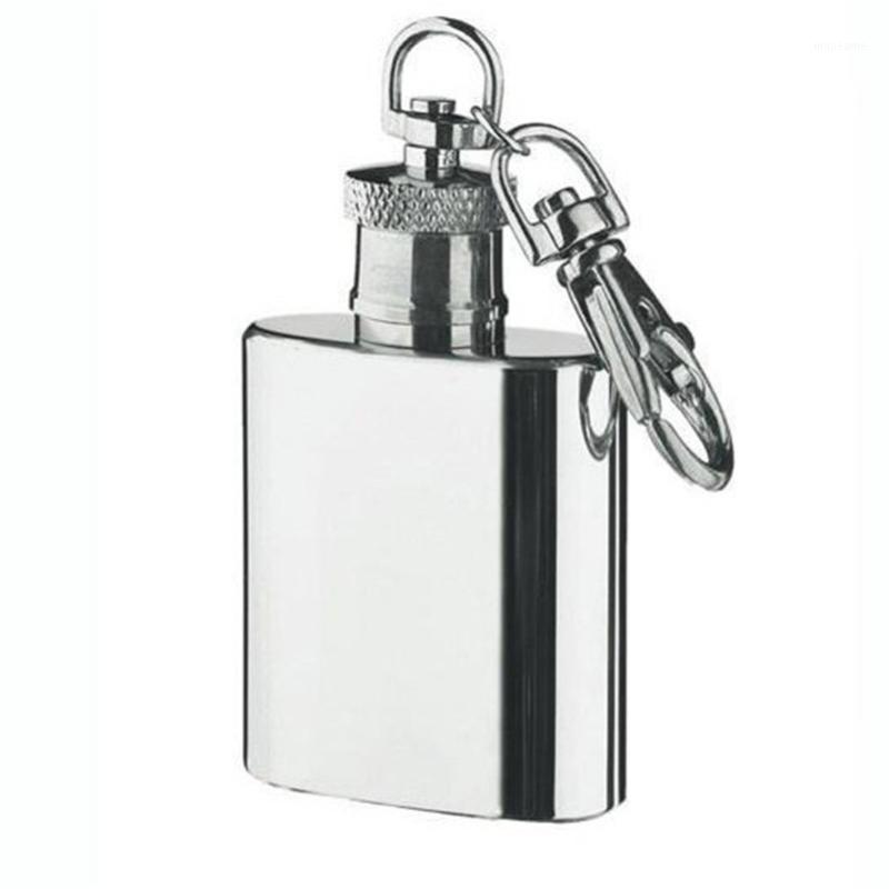 

Wholesale- 1oz 28ml Mini Stainless Steel Hip Flask Alcohol Flagon with Keychain E0Xc high quality Silver Tone Key Chain Flask drop shipping1