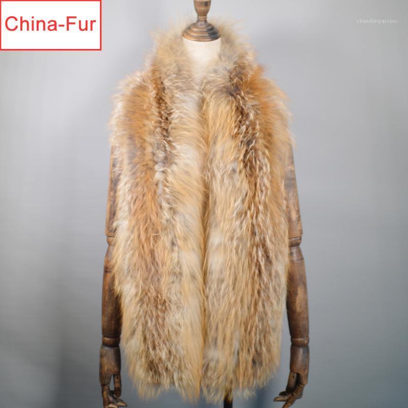 

Scarves 2021 Long Style Good Quality Women Real Fur Scarf Warm Soft Knitted Shawl Wrap Natural