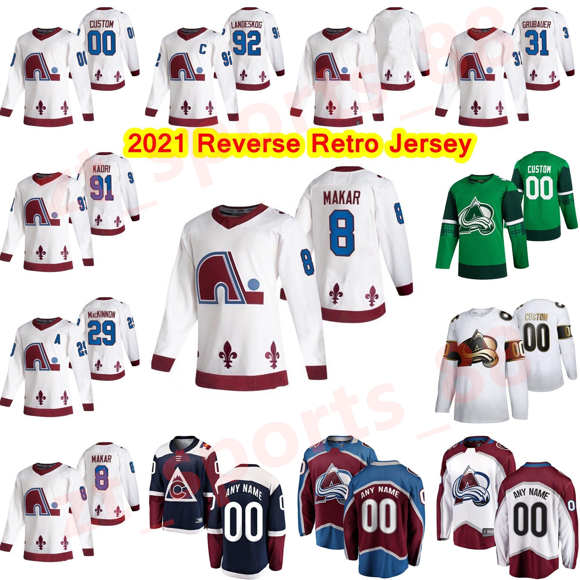 

2021 Reverse Retro Hockey Jersey Colorado Avalanche Jerseys 25 Logan O'Connor Cale Makar Nathan MacKinnon Nikita Zadorov Custom Stitched, As shown in illustration