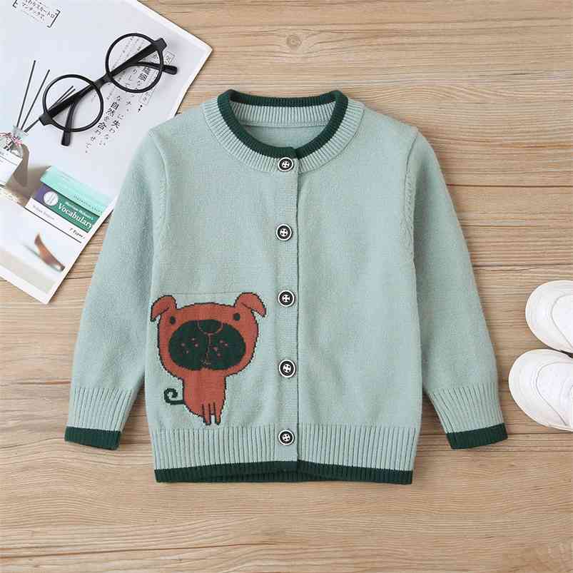 

Arrival Sweater Children Clothing Print Knitted Baby Girls Long Sleeve Dog Knitwear 1-5T Kids 210629, Green