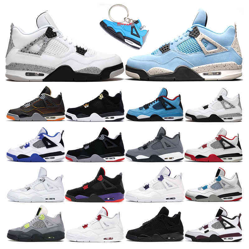 

2021 Boots shoes 4s jumpman 4 mens women University Blue black cat White cement Fire Red Cool Grey sport sneaker trainer outdoor, With desiccant