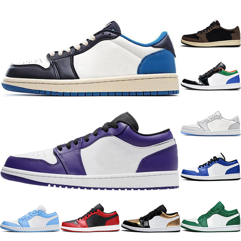 

2021 Top Quality Basketball Shoes TS x Fragment Low Jumpman 1 Men Women 1s UNC Game Royal Rivals Mocha Travis Scotts Shattered Backboard Toe Obsidian Mens Sports Shoe, #16 hyper royal