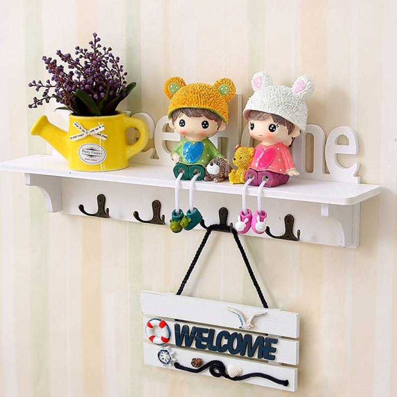 

Wall Hanging Wood Key Hanger Holder Home Hooks Wooden Coat Rack Decor Organizer Rectangle Decoration & Rails
