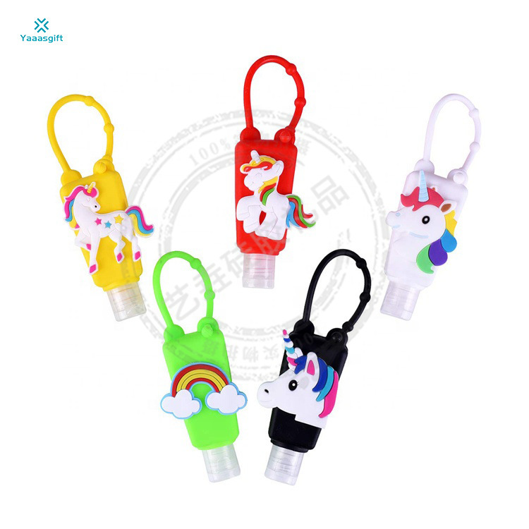 

Straight silica gel cartoon hand washing liquid set of silica gel disinfectant lanyard bottle sleeve 30ml perfume set environmental