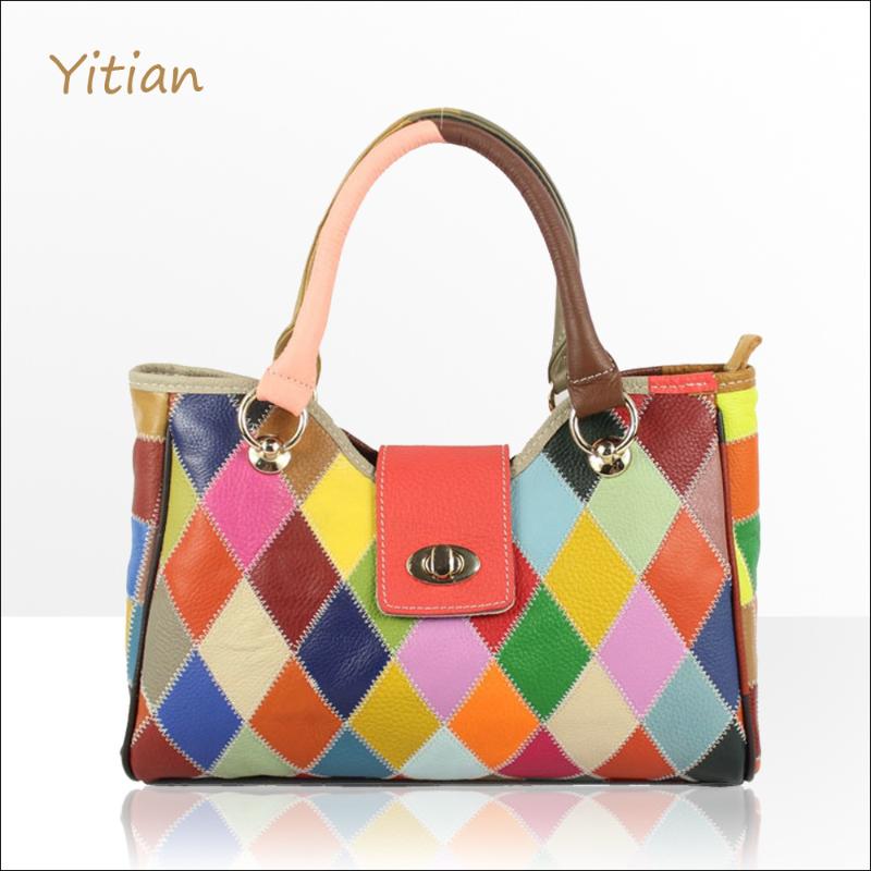 

Women's Bag Fengniu Leather Single Shoulder Lingge Color Matching Handbag Messenger Waist Bags