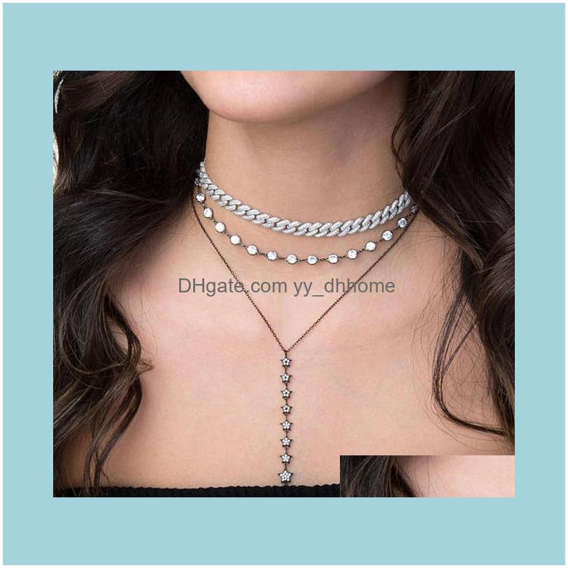 

Chains Necklaces & Pendants Jewelrychains Top Quality Iced Out Hiphip Bling Miami Cuban Link Chain Necklace For Women Rock Cz Adjust Choker