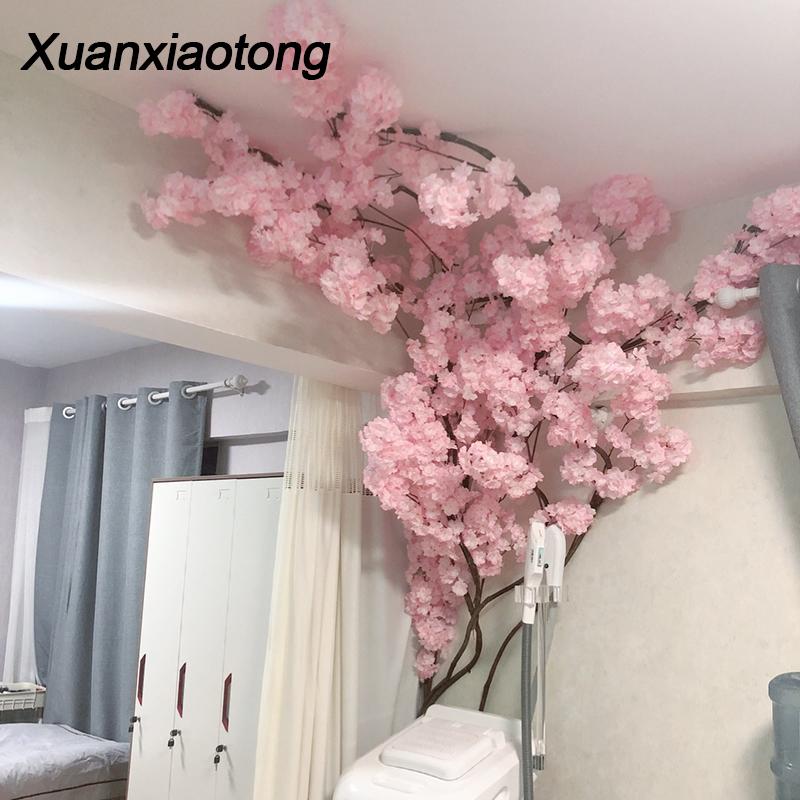 

Decorative Flowers & Wreaths 1pcs Cherry Blossoms Artificial Branches For Wedding Arch Bridge Decoration Ceiling Background Wall Decor Fake, Pink