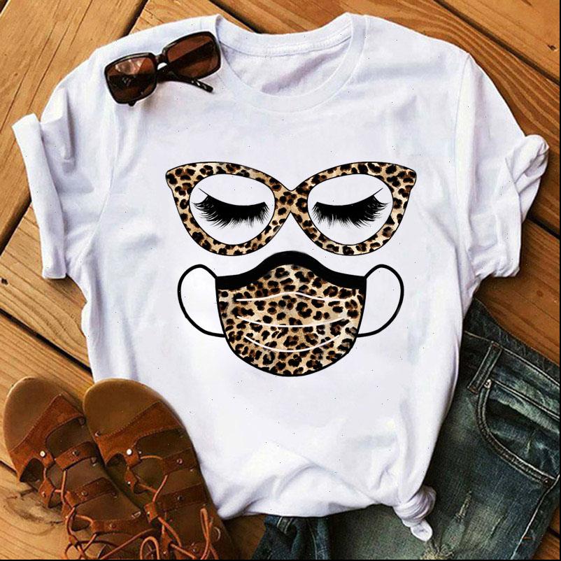 

fashion leopard face mask eyelash women t shirt print tee short sleeve harajuku shirts 90s girls, White