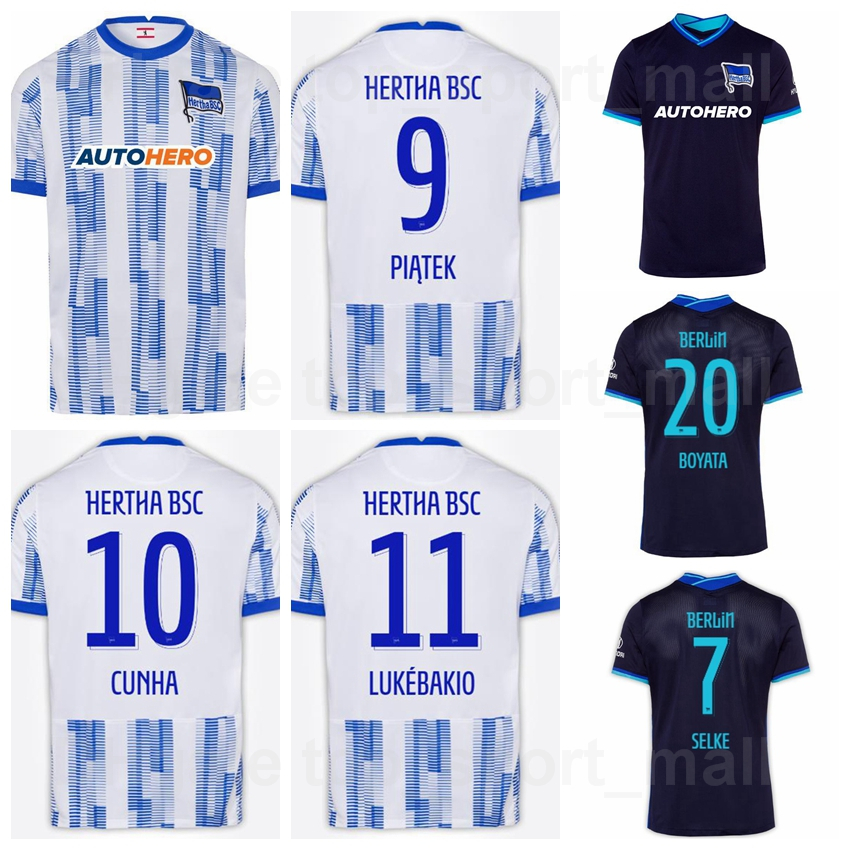 

21-22 Hertha Berlin BSC Soccer 9 Krzysztof Piatek Jersey 10 Matheus Cunha 11 Dodi Lukebakio 2 Peter Pekarik 6 Vladimir Darida 19 Stevan Jovetic Football Shirt Kits, With patch