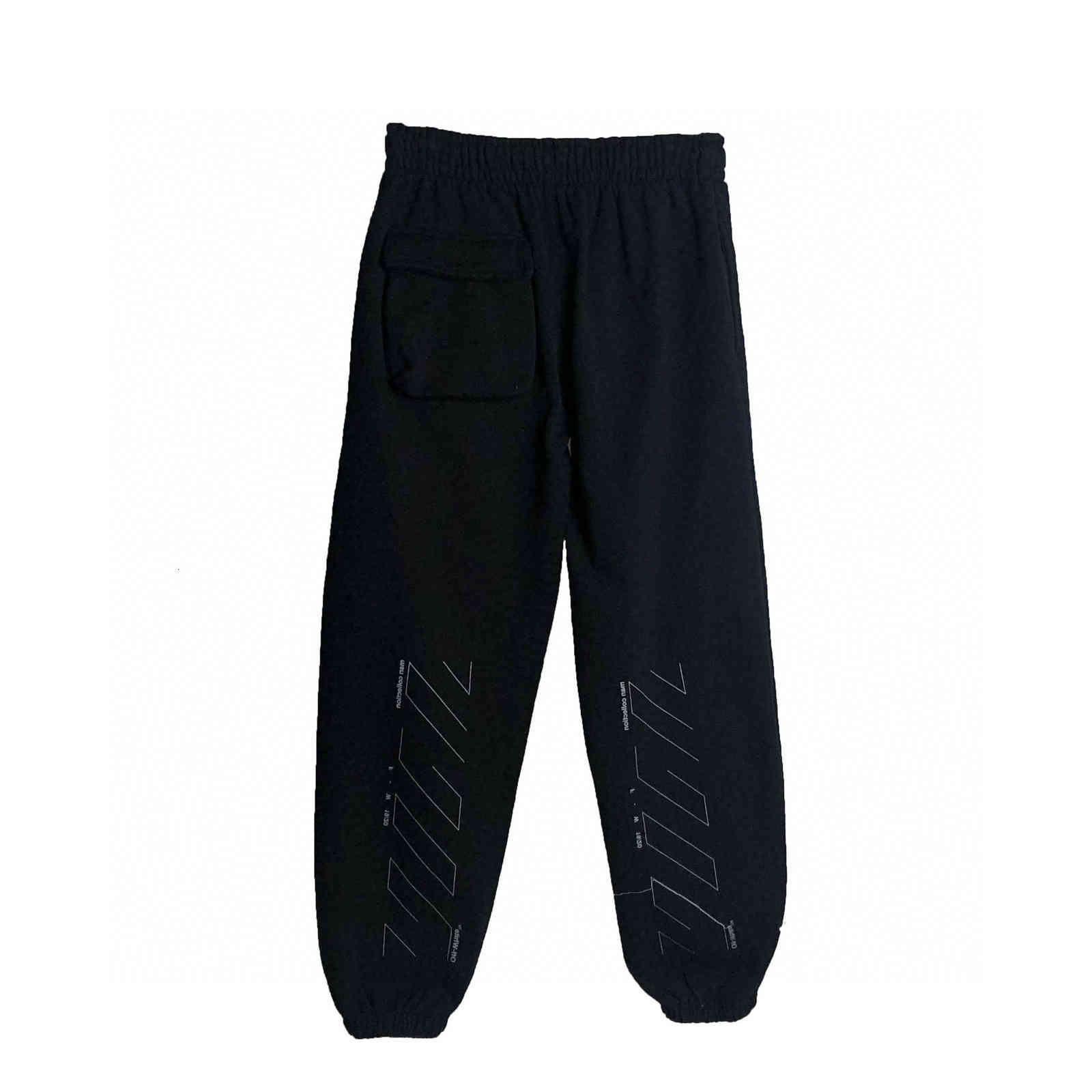 

Off Simple Line White Students' Casual Pants, Sports Fashion Pants, Black