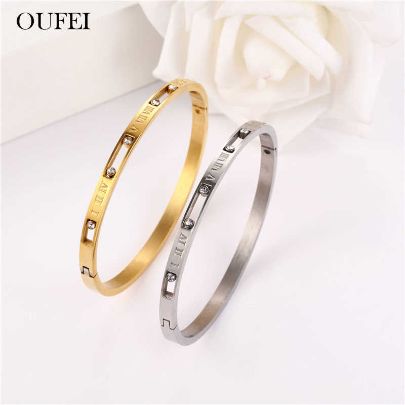 

Oufei Stainless Steel Jewelry Woman Cuff Bracelet Bangles for Women Fashion Jewelry Accessories Q0719