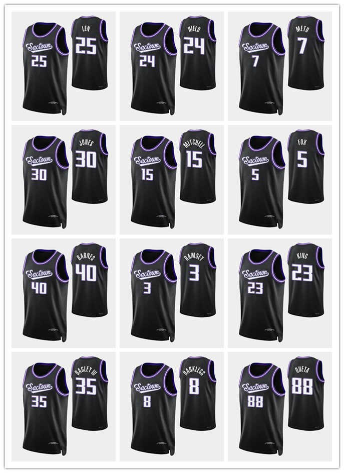 

SacramentoKingsMEN Tyrese Haliburton Davion Mitchell Buddy Hield De'Aaron Fox 75th Anniversary City Black basketball Jersey