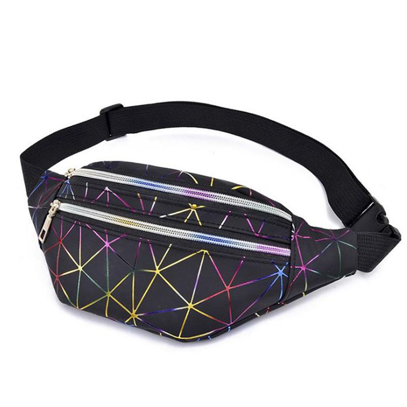 

Holographic Waist Bags Women Pink Silver Fanny Pack Female Belt Bag Black Geometric Packs Laser Chest Phone Pouch