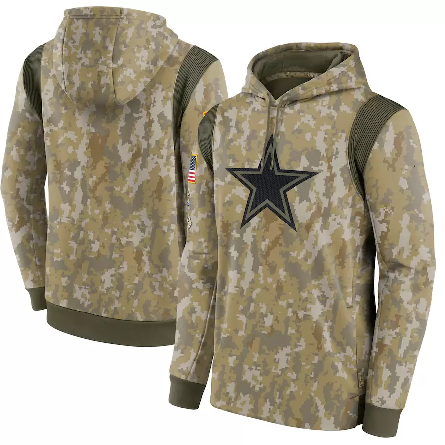 

Men's DallasCowboysCamo 2021 Salute To Service Therma Performance Pullover Hoodie, Black;red