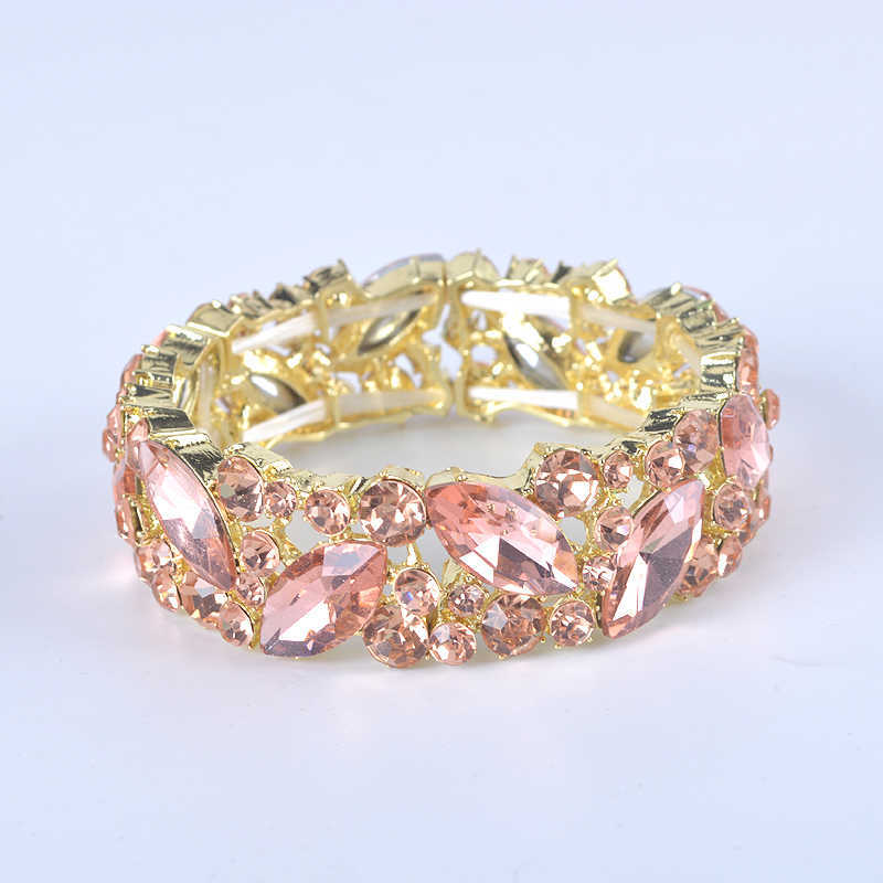 

Marquise Crystal Cuff Bangles Bracelets Delicate Stretch Bangle for Charm Women Girls Wife Gifts Indian Bridal Wedding Jewelry Q0720