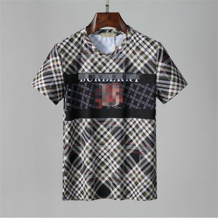 

2021Fashion summer men's T-shirt cotton shirt printed round neck short sleeve top slim breathable street hip-hop clothing AQ32, White;black