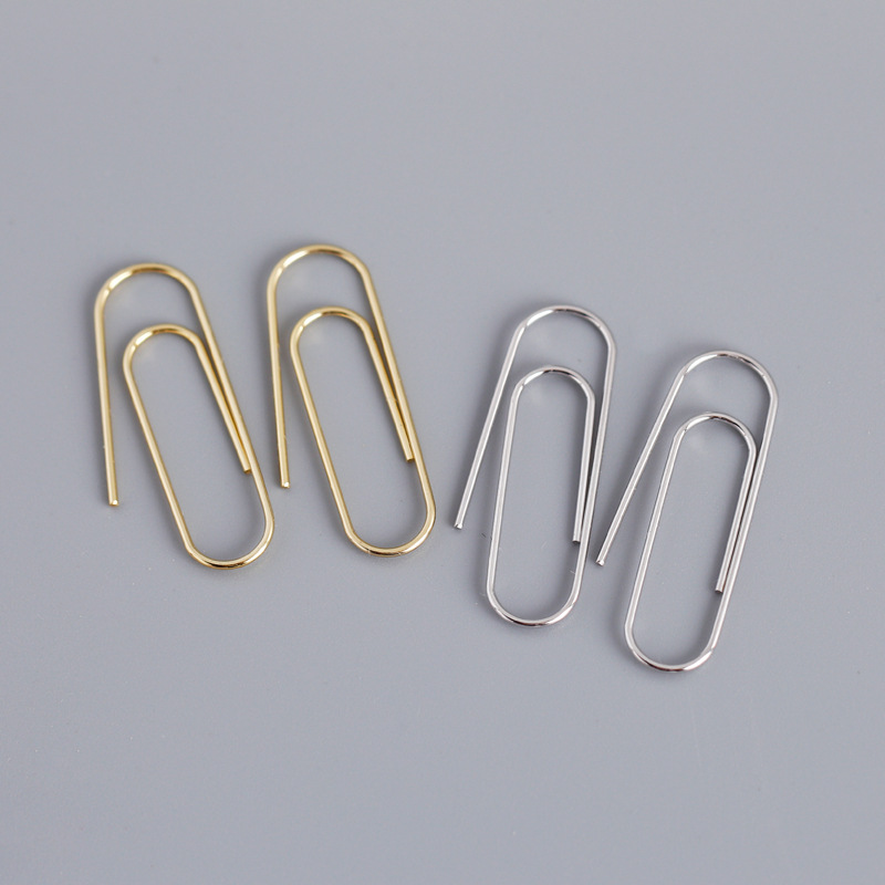 

100% Real 925 Sterling Silver Plain Paper Clip-on Screw Back Ear Cuff for Women Simple Pin Clasp Earrings without Piercing YME674