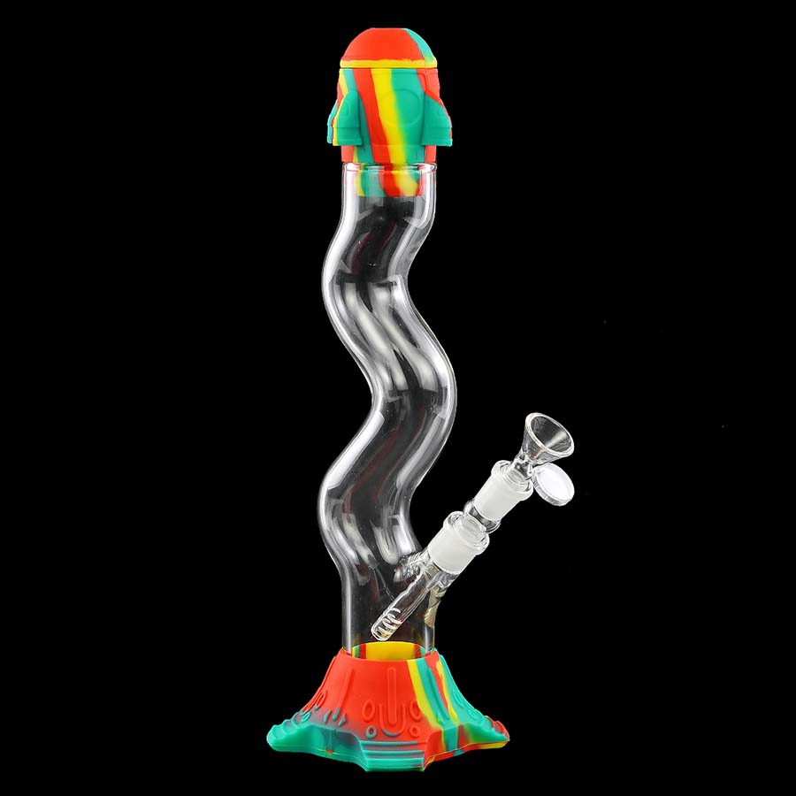 

beakerÂ bong water glass hookah smokingÂ pipeÂ bongs 13.3" siliconeÂ hoseÂ joint The rockets head