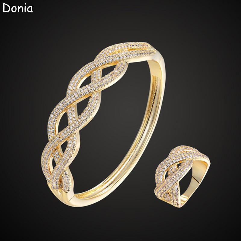 

Earrings & Necklace Donia Jewelry Fashion Chain Copper Micro-inlaid Zircon Bracelet Set Creative Luxury Ladies Ring, Silver