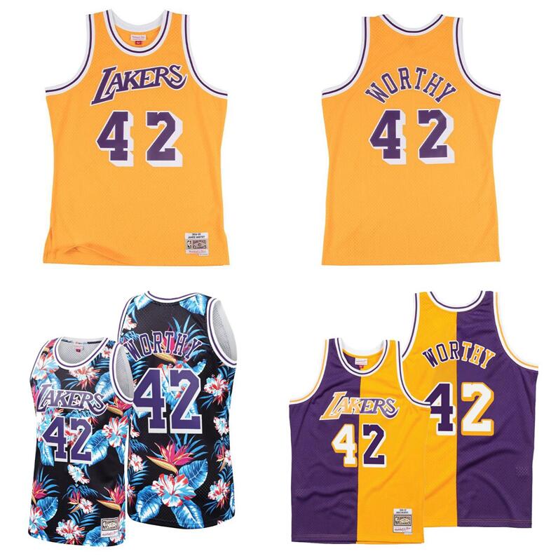 

Stitched NBA basketball jersey Los Angeles Lakers 42 James Worthy Mitchell&Ness 1984-85 Hardwoods Classics retro jerseys men women youth S-6XL