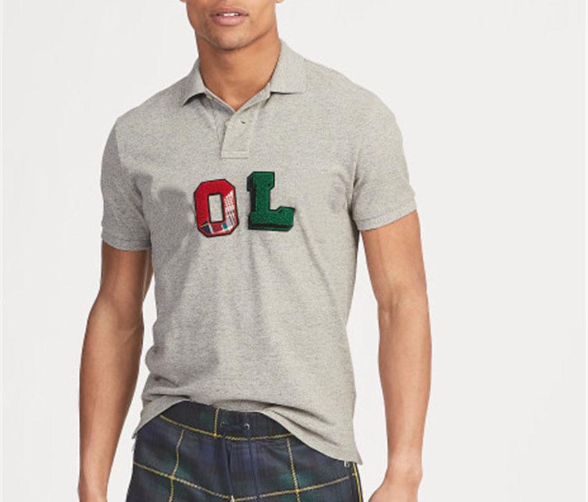

Casual sportswear Polo shirt men's summer cotton lapel short-sleeved embroidery men's T-shirt, Gray