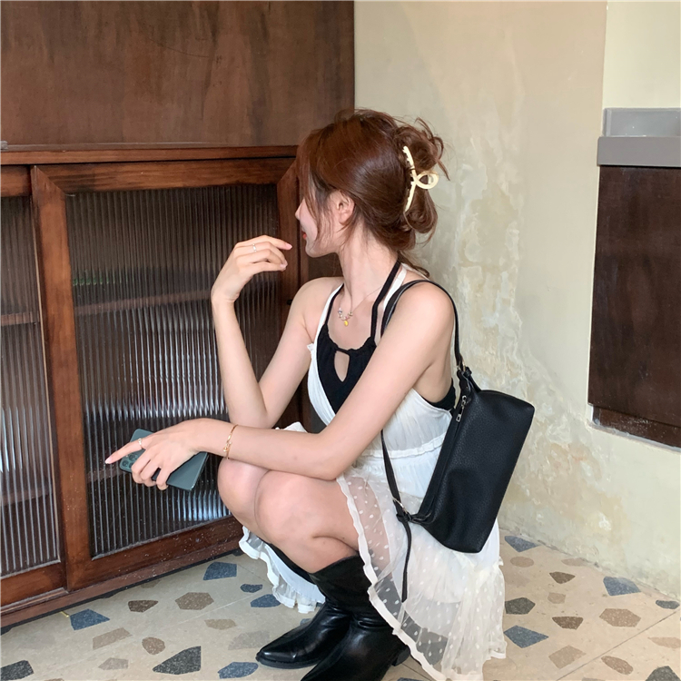 

2021summer mini dress 2021 holiday style girls sweet loose lace up spaghetti strap dress womens (r98259), Black;gray