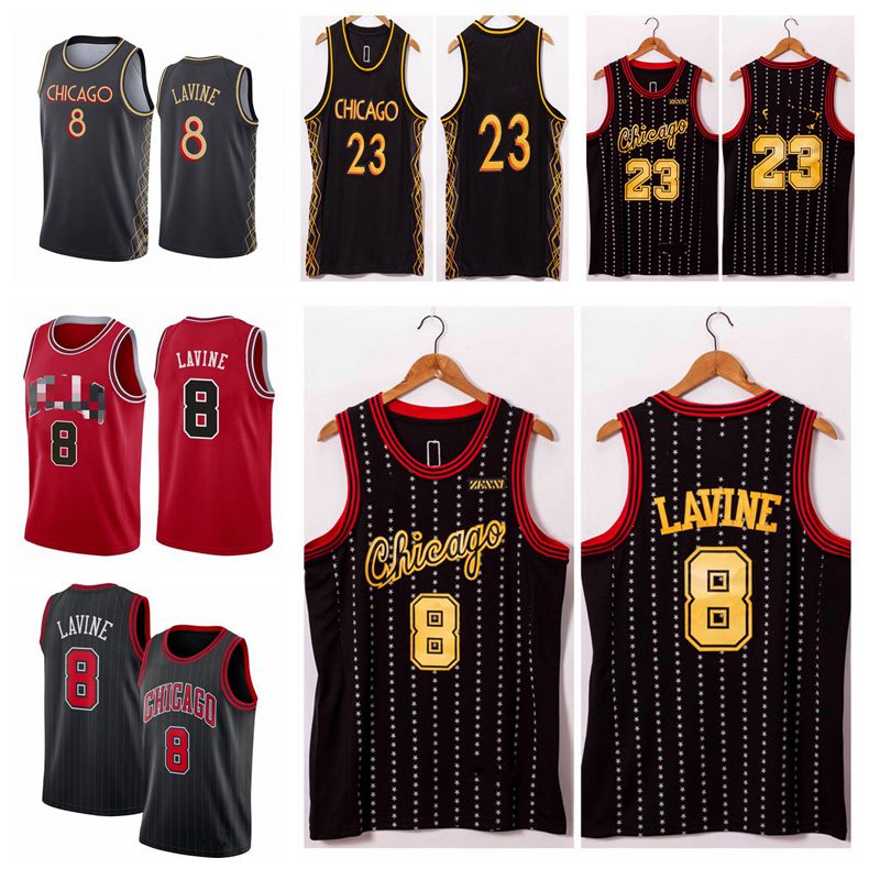 

NCAA 23 MJ Jersey Zach 8 LaVine Basketball Jerseys 2021 Mens Swingman City Stitched Edition Black, Black;red