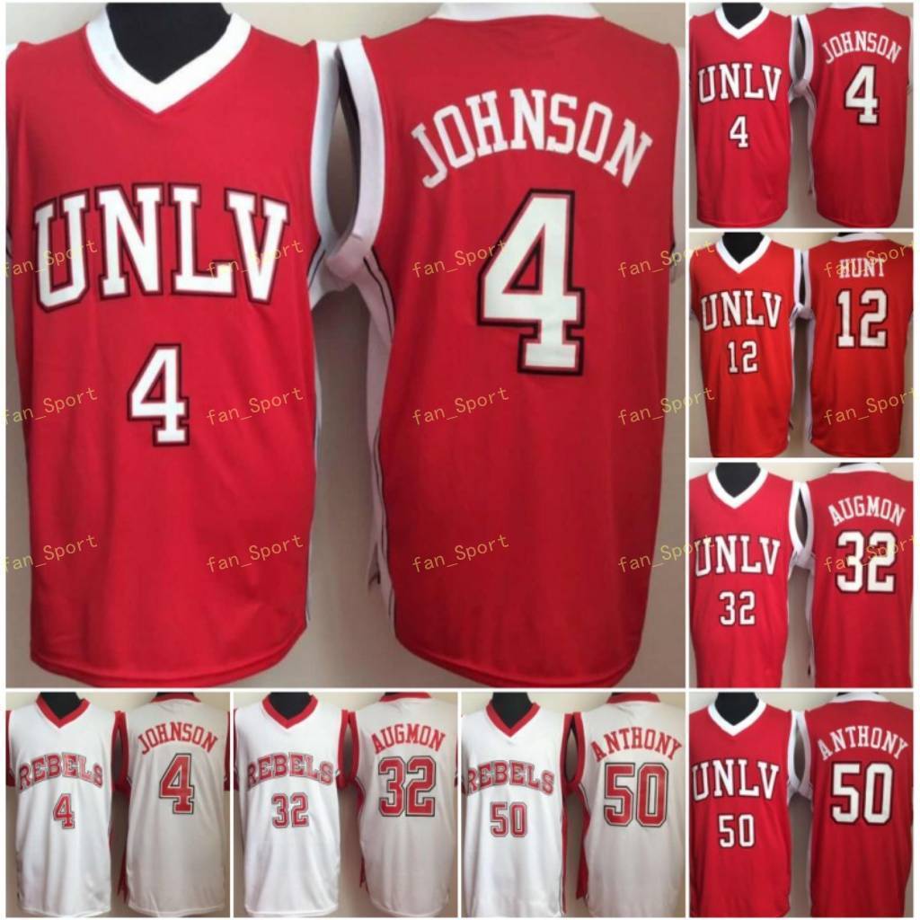 

NCAA UN University of Nevada Las Vegas Larry Johnson Jersey College Basketball 32 Stacey Augmon 50 Greg Anthony 12 Anderson Hunt Jerseys, As