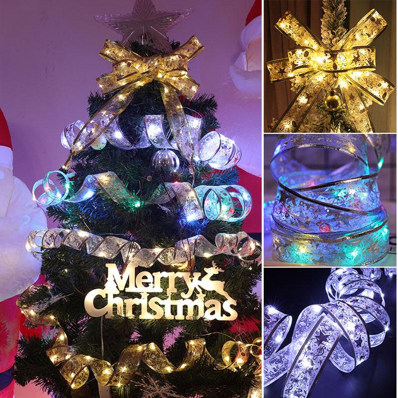 

Christmas Decorations Ribbon Fairy Lights 4m 40 LED Tree Decorative Battery Operated DIY Lace Light Home Decor LB
