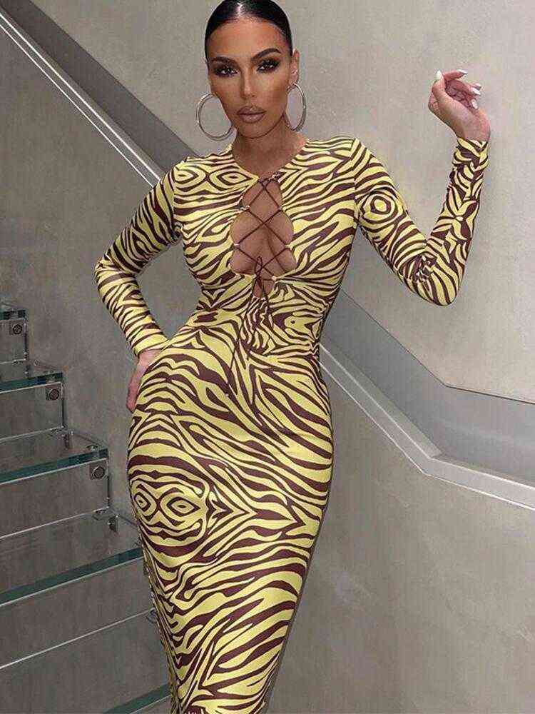 

Women' tight long sleeved MIDI dress, Party Tight Sexy suit, summer casual fashion, 2022, Yellow