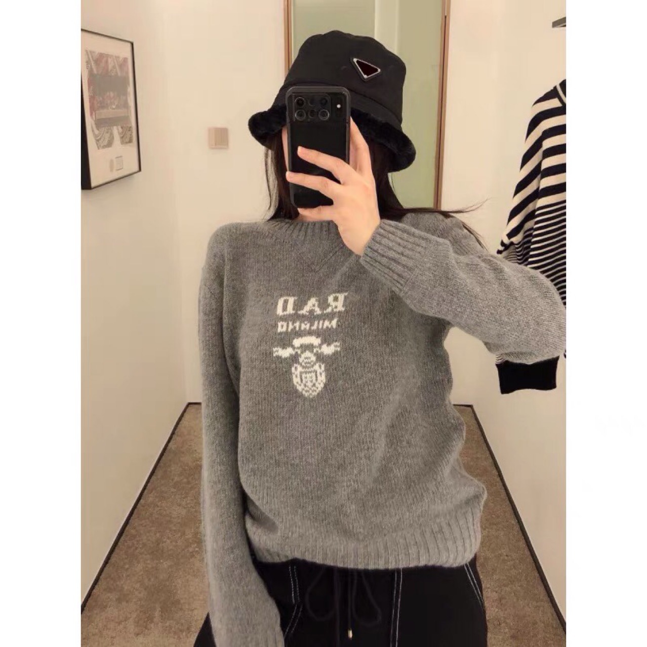 

Women's Sweater Fashion Long Sleeve Round Neck Pullover Knit Letter Jacket, Black