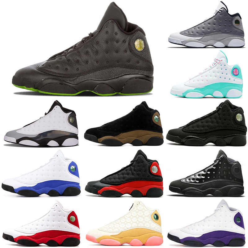 

13s 13 basketball shoes jumpman court purple CNY Chicago blue white Black Cat outdoors Trainers sports sneakers size 40-46, Dirty bred