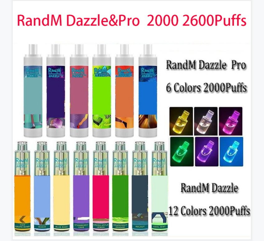 

100%Original RandM Dazzle Pro cigarettes Disposable Device Kit 6ml Pods 2000 2600Puffs 1100mAh Battery Vape Pen VS Puff bars Bang XXL