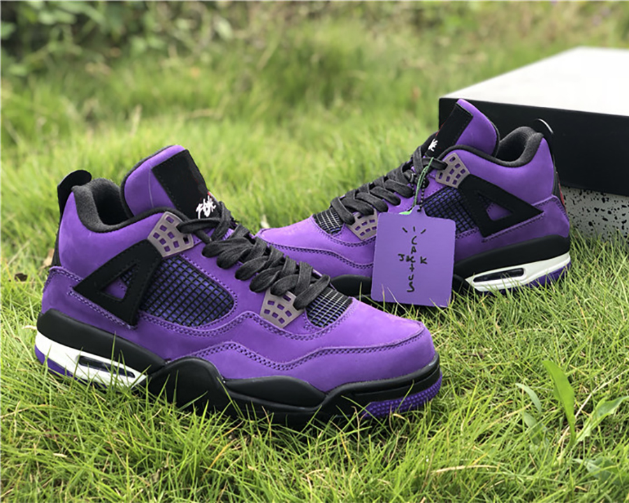 

Mens Basketball Shoes Black Purple Men Woman TS Cactus Jack x Jumpman 4 4s outdoor running trainers sport Sneaker With Box, #1