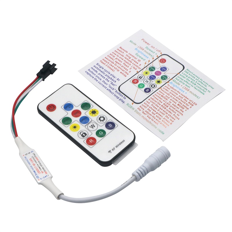 

SP103E Mini RF Controller with 14 keys Wireless Remote For DC5-24V WS2812 WS2811 Dream Color LED Strip Light