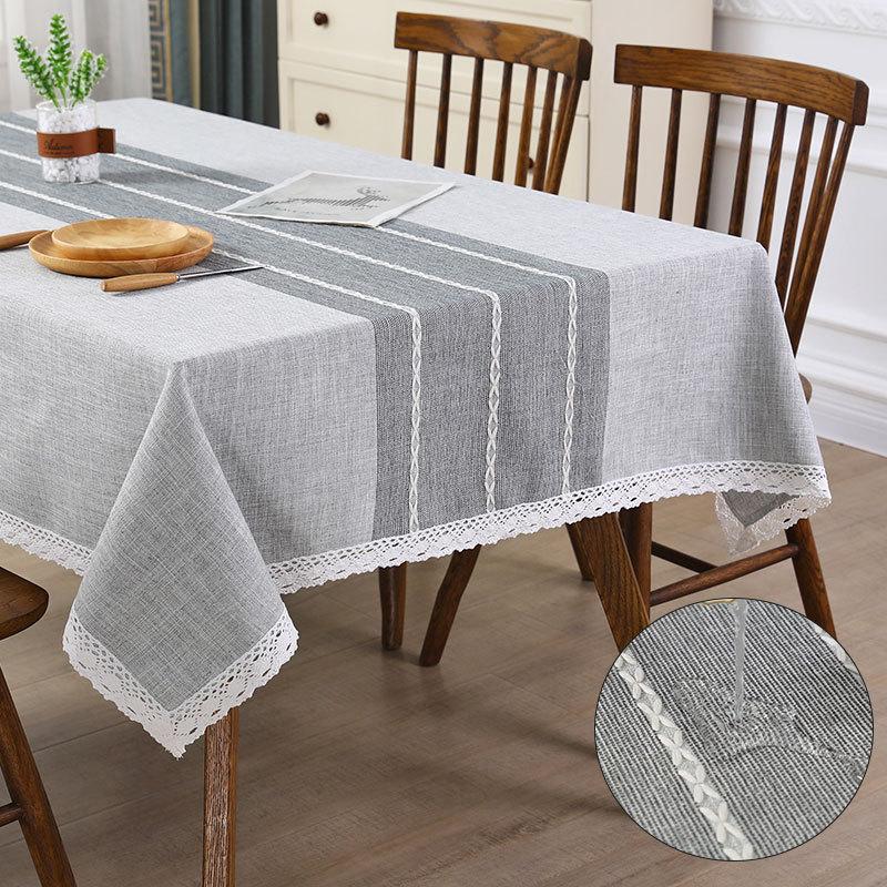 

Table Cloth Modern Cotton Linen Cover Plain Waterproof Tablecloth Tassel Tea Dining Tablecloths Rectangular Table-cloth, Color3