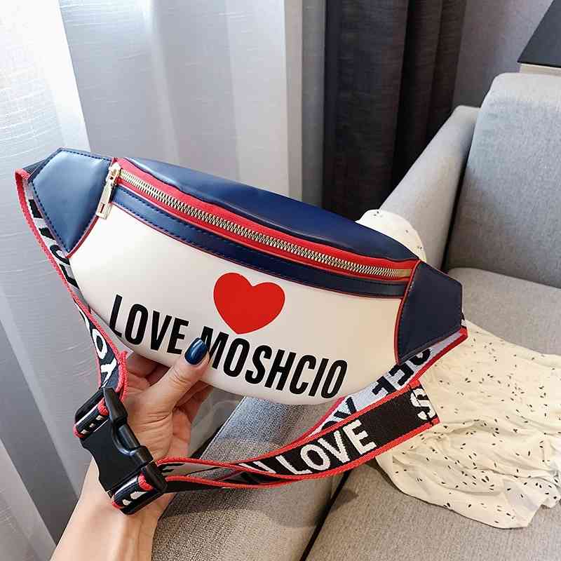 

Leather Fanny Pack Women Large Capacity Waist Pack Fashion Letter Panelled Waist Bags Leather Belt Bag Multi-function Chest Bag T200717, White