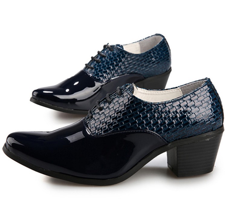 

Summer Men's Casual Shoes Classic Low-Cut Embossed Leather Shoe Comfortable Business Dress Loafers, Blue