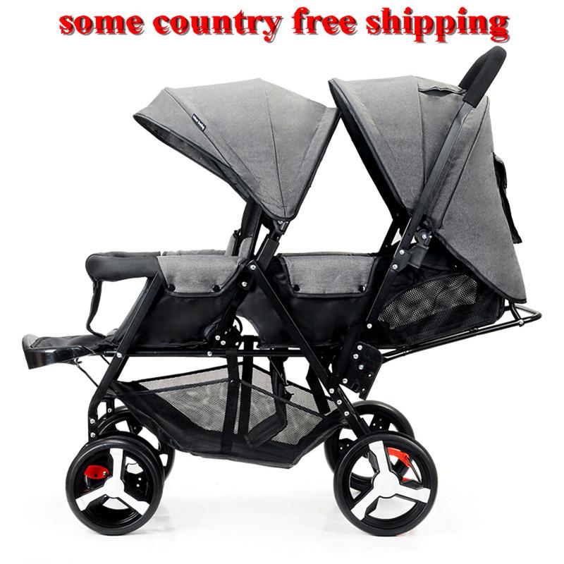 

Strollers# Twin Strollers Front Rear Pram Double-seat Stroller Big And Small Baby Second Transport